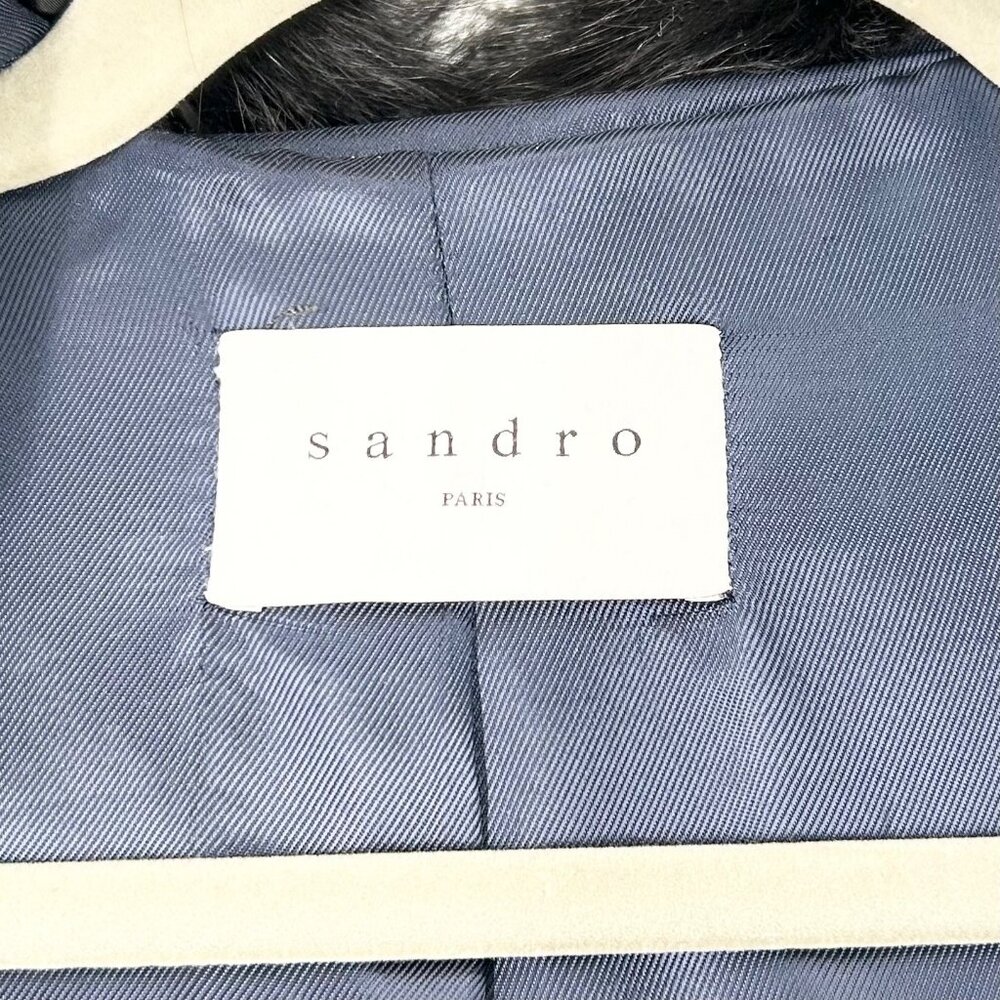 Sandro Brina Mixed Media Wool Blend Coat with Fox Fur Trim - Picture 5 of 10